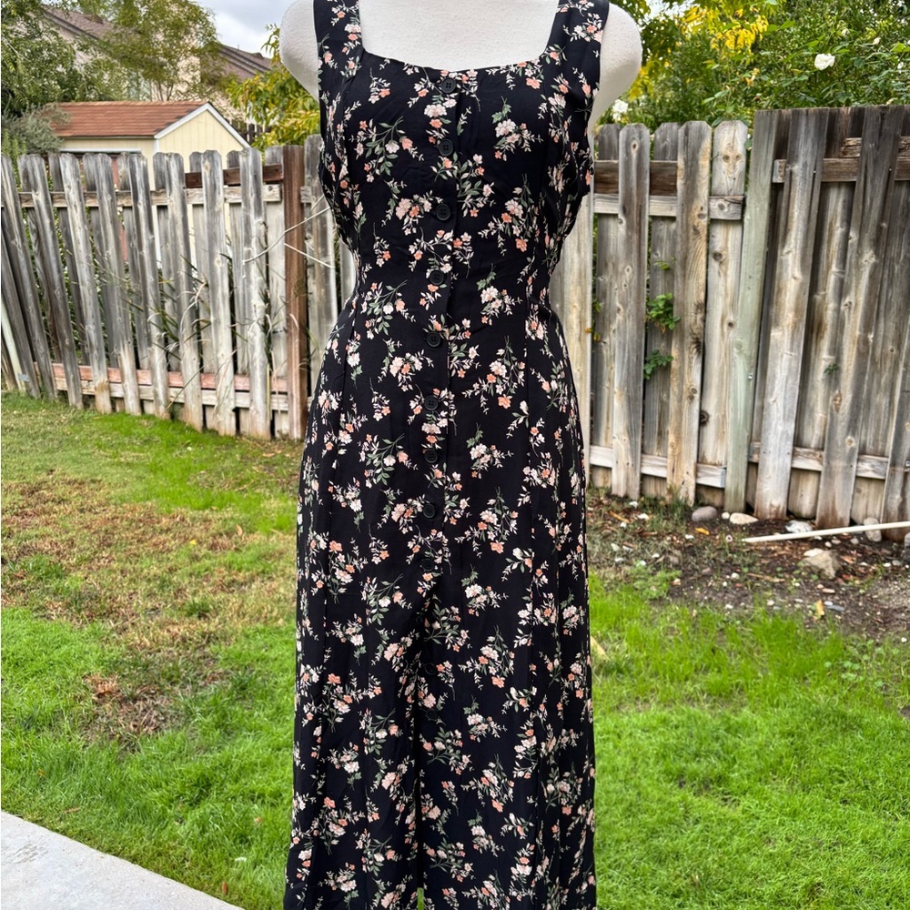 Blu Pepper Black Floral Midi Dress